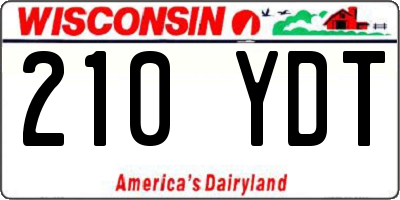 WI license plate 210YDT