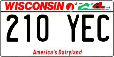 WI license plate 210YEC