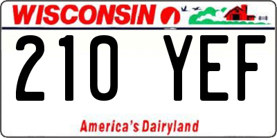 WI license plate 210YEF