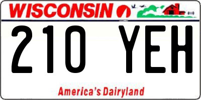WI license plate 210YEH