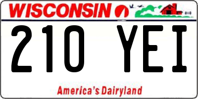 WI license plate 210YEI