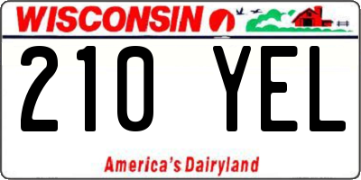 WI license plate 210YEL