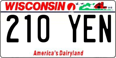 WI license plate 210YEN