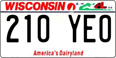 WI license plate 210YEO