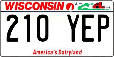 WI license plate 210YEP