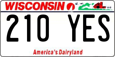 WI license plate 210YES