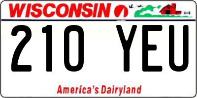 WI license plate 210YEU