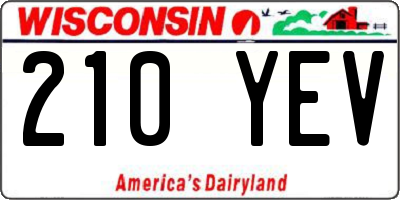 WI license plate 210YEV