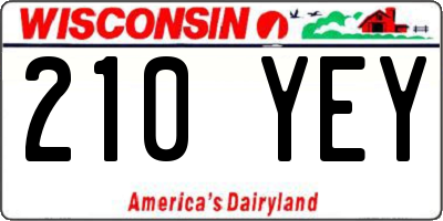 WI license plate 210YEY