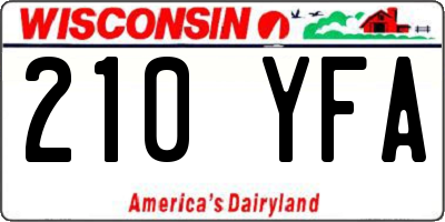 WI license plate 210YFA