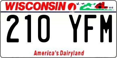 WI license plate 210YFM
