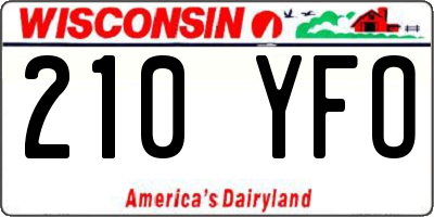 WI license plate 210YFO