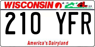 WI license plate 210YFR