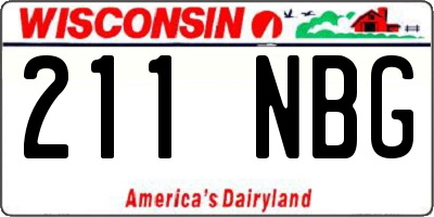 WI license plate 211NBG