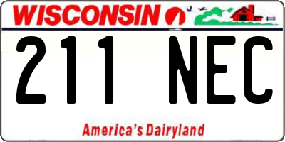 WI license plate 211NEC