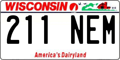 WI license plate 211NEM