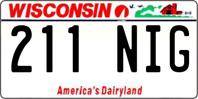 WI license plate 211NIG