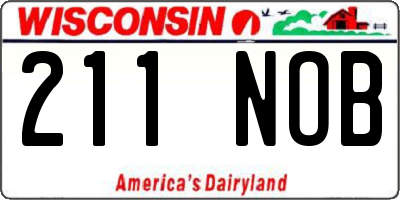 WI license plate 211NOB
