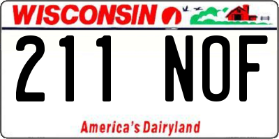 WI license plate 211NOF