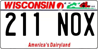 WI license plate 211NOX