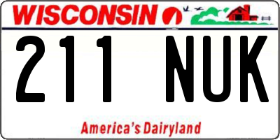 WI license plate 211NUK