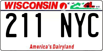 WI license plate 211NYC
