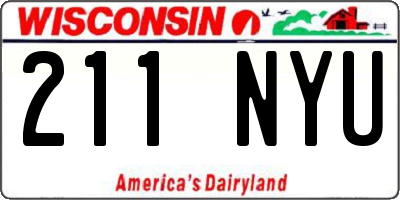 WI license plate 211NYU