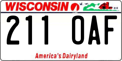 WI license plate 211OAF
