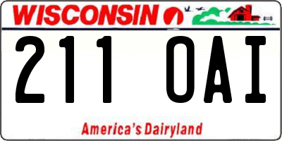 WI license plate 211OAI