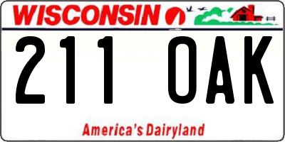 WI license plate 211OAK