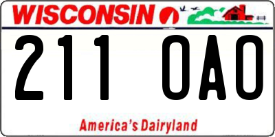 WI license plate 211OAO