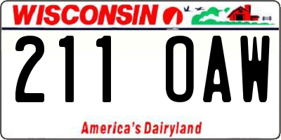 WI license plate 211OAW