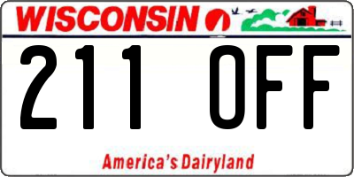 WI license plate 211OFF