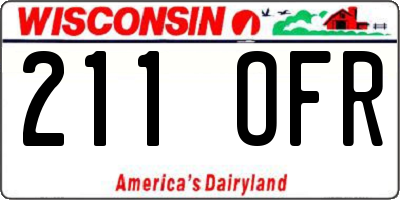WI license plate 211OFR