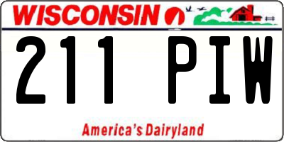 WI license plate 211PIW
