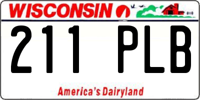 WI license plate 211PLB