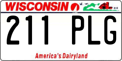 WI license plate 211PLG