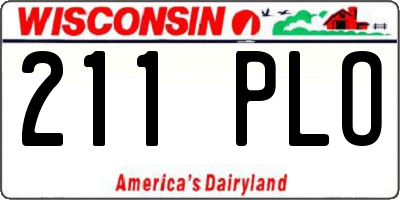 WI license plate 211PLO