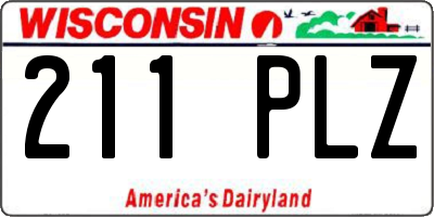 WI license plate 211PLZ