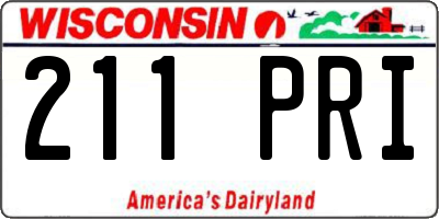 WI license plate 211PRI