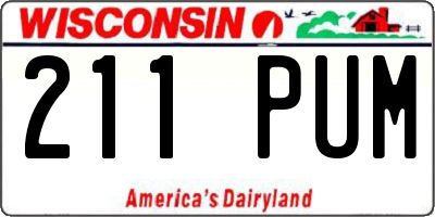 WI license plate 211PUM
