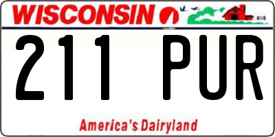 WI license plate 211PUR