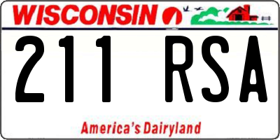 WI license plate 211RSA