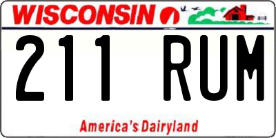 WI license plate 211RUM