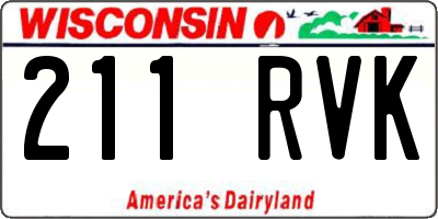 WI license plate 211RVK