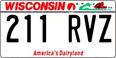 WI license plate 211RVZ