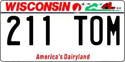 WI license plate 211TOM