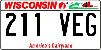 WI license plate 211VEG