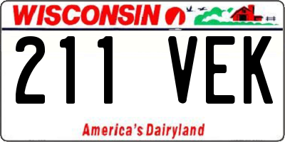 WI license plate 211VEK
