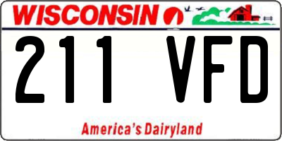 WI license plate 211VFD